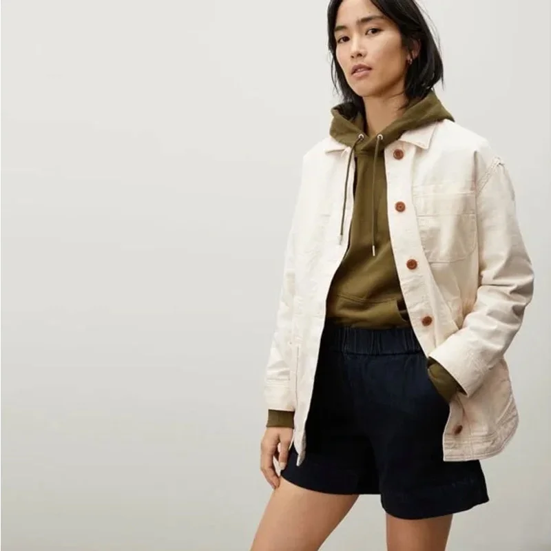 Everlane Womens The Cinchable Chore Jacket Medium Cream Bone NWT