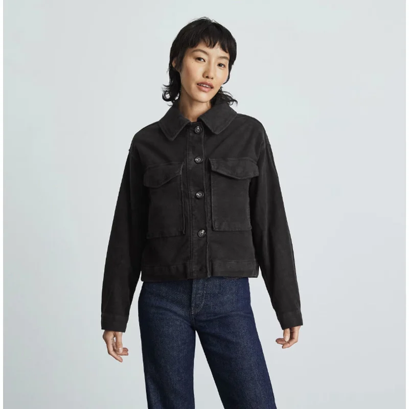 Everlane Womens The Moleskin Utility Jacket XS Black