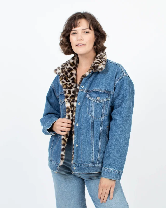 Faux Fur Lined Denim Jacket