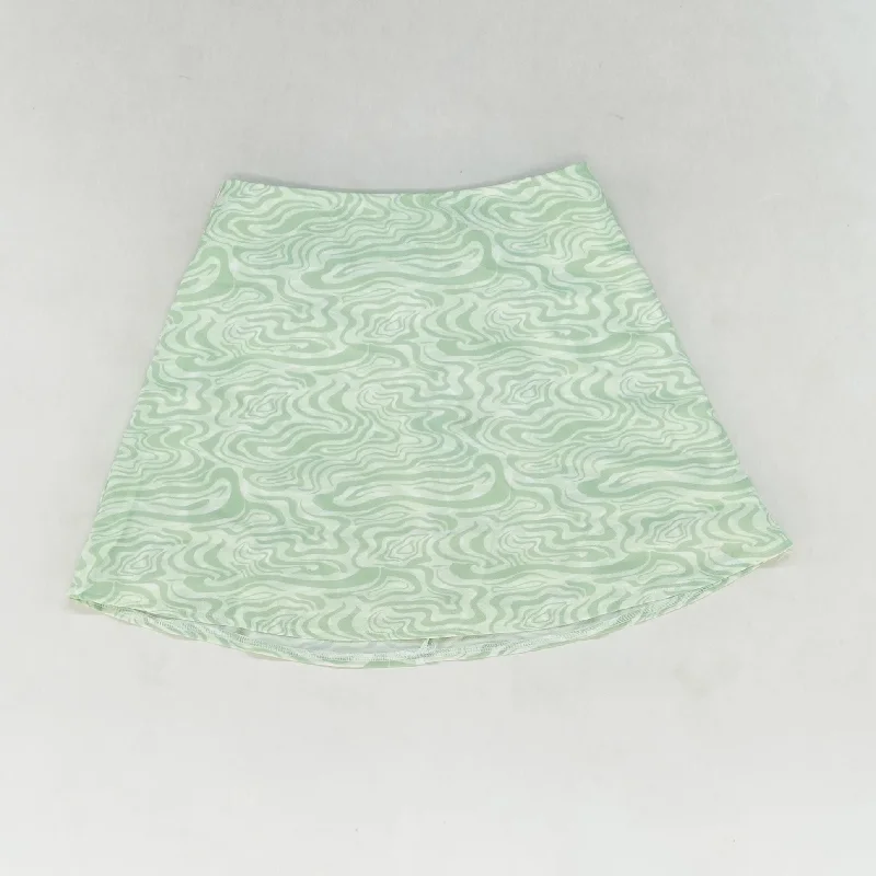 Green Graphic Midi Skirt asymmetrical skirt cut
