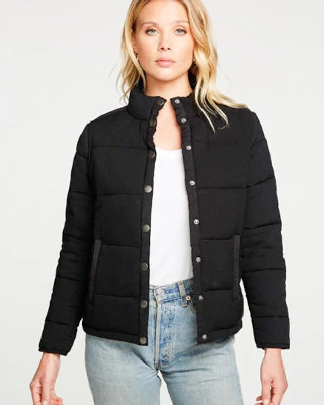 "Heirloom Wovens Quilted Cropped Mock Neck Puffer Jacket"