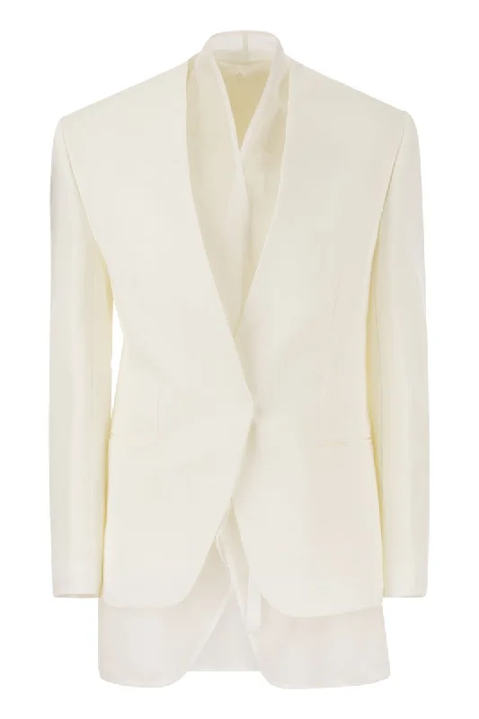 Linen-blend jacket Ribbed Jacket Pleated Jacket Ruffled Jacket