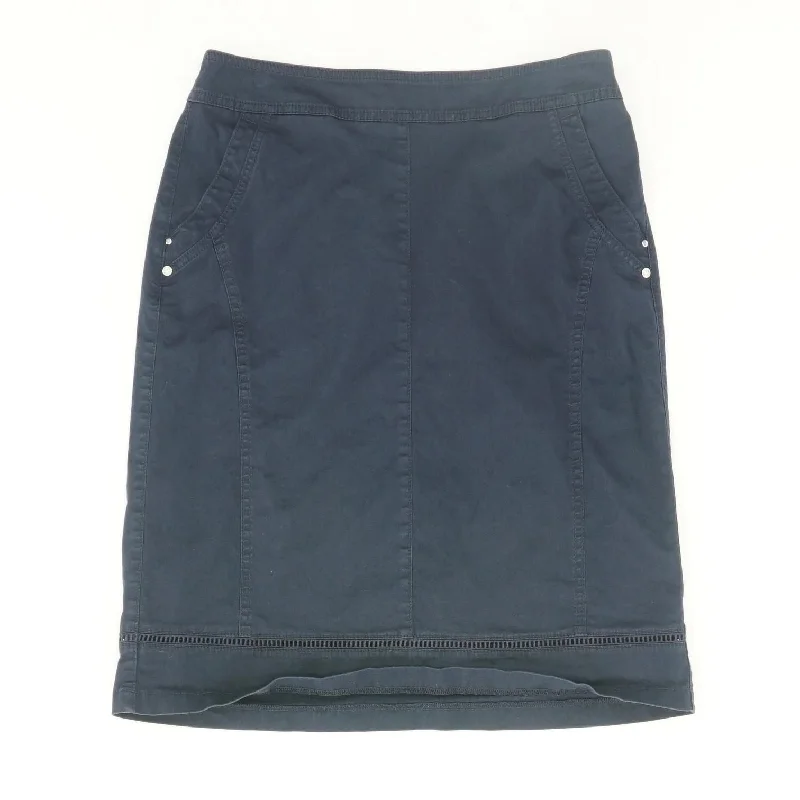 Navy Solid Midi Skirt midi skirt versatile