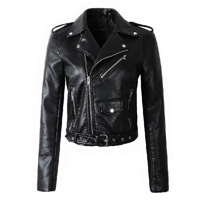 New Alternative Fashion for Women / Faux Leather Jackets / Lady Motorcycle Bomber with Belt