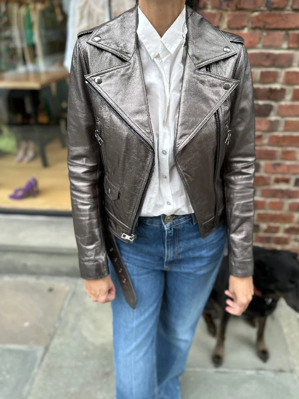 PARKER Leather Biker Jacket / M