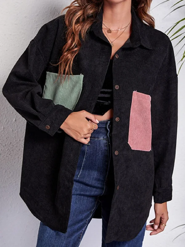 Patch Pocket Dropped Shoulder Shirt Jacket Fleece Fabric Down Fabric Feather Fabric Patch Pocket Dropped Shoulder Shirt Jacket Fleece Fabric Down Fabric Feather Fabric
