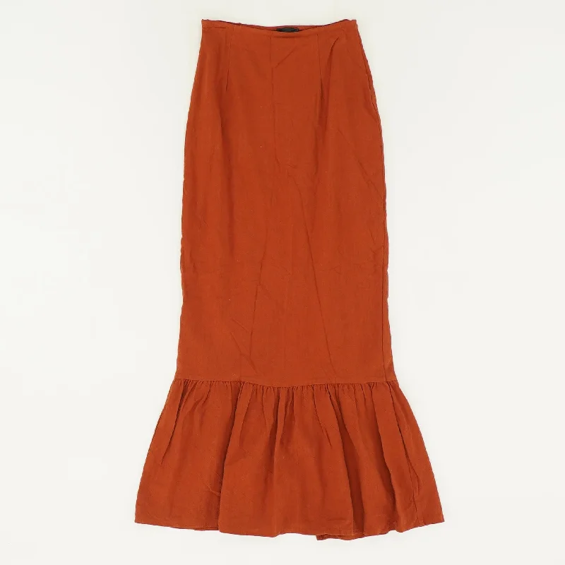 Rust Solid Midi Skirt leather skirt bold