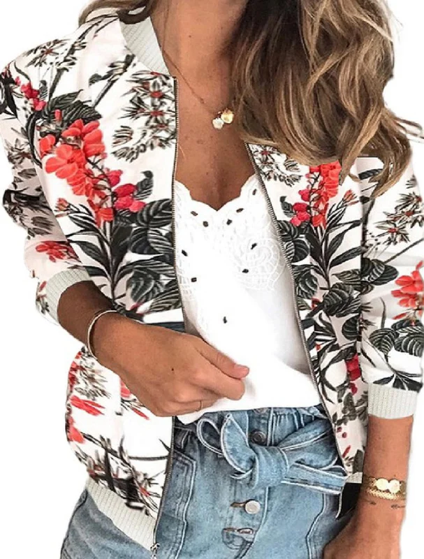 Women’s Floral Bomber Jacket Notch Collar Jacket Peter Pan Collar Jacket Cowl Neck Jacket Women’s Floral Bomber Jacket Notch Collar Jacket Peter Pan Collar Jacket Cowl Neck Jacket