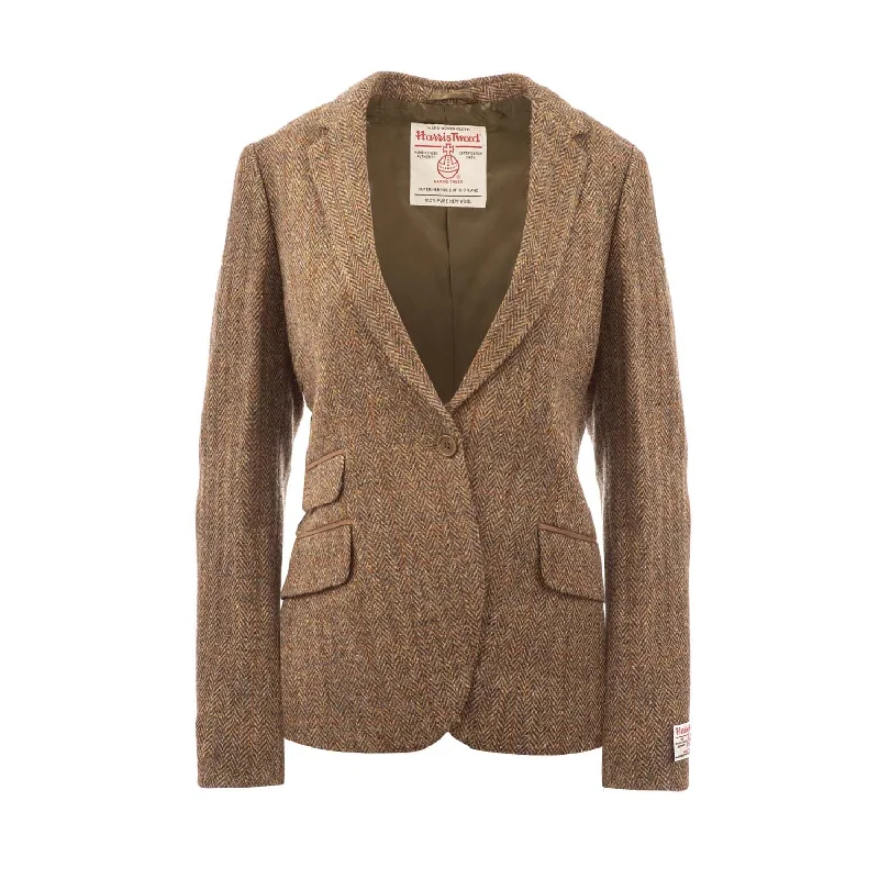 Women's Harris Tweed Iona Jacket Brown Herringbone V-Neck Jacket Boat Neck Jacket Square Neck Jacket Women's Harris Tweed Iona Jacket Brown Herringbone V-Neck Jacket Boat Neck Jacket Square Neck Jacket
