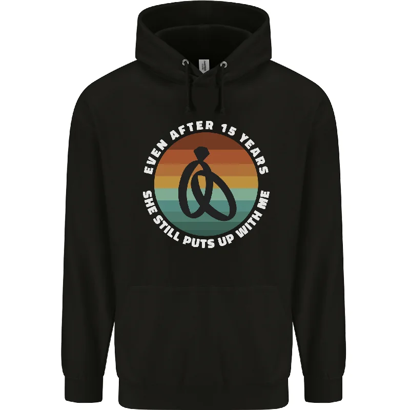 15 Year Wedding Anniversary 15th Marriage Mens 80% Cotton Hoodie Hoodie with Elastic Waist Stretchable Comfortable 15 Year Wedding Anniversary 15th Marriage Mens 80% Cotton Hoodie Hoodie with Elastic Waist Stretchable Comfortable