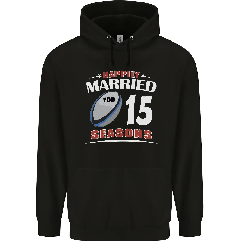 15 Year Wedding Anniversary 15th Rugby Mens 80% Cotton Hoodie Hoodie with Hem Frayed Vintage Worn 15 Year Wedding Anniversary 15th Rugby Mens 80% Cotton Hoodie Hoodie with Hem Frayed Vintage Worn