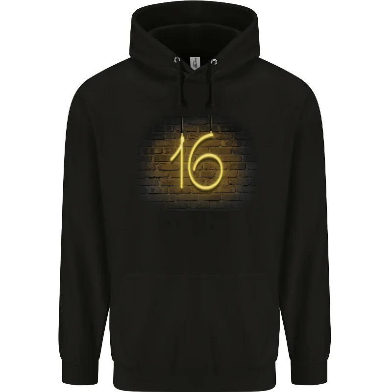16th Birthday Neon Lights 16 Year Old Mens 80% Cotton Hoodie Hoodie with Gradient Ombre Colorful 16th Birthday Neon Lights 16 Year Old Mens 80% Cotton Hoodie Hoodie with Gradient Ombre Colorful