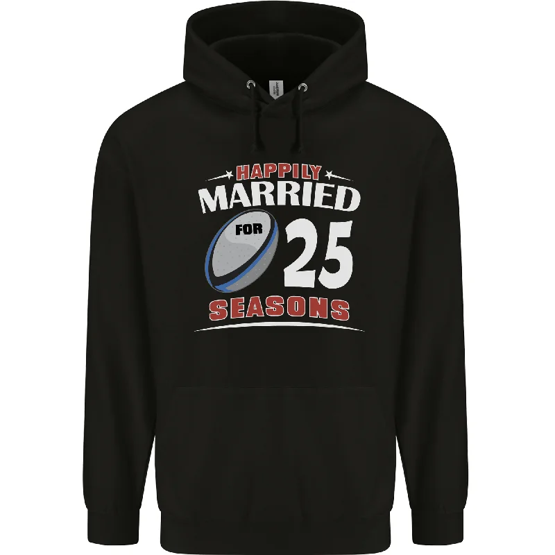 25 Year Wedding Anniversary 25th Rugby Mens 80% Cotton Hoodie