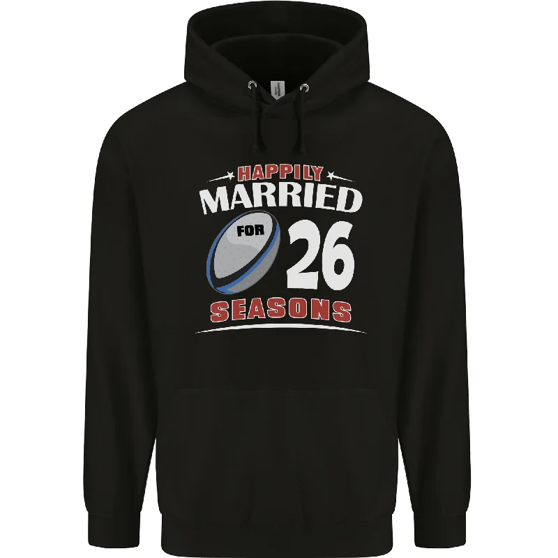 26 Year Wedding Anniversary 26th Rugby Mens 80% Cotton Hoodie