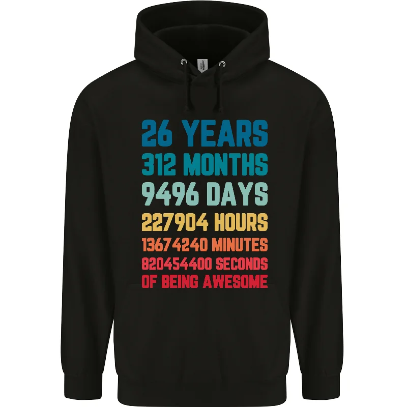 26th Birthday 26 Year Old Mens 80% Cotton Hoodie