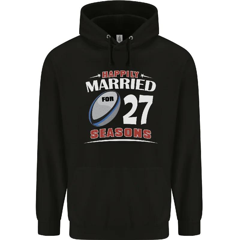 27 Year Wedding Anniversary 27th Rugby Mens 80% Cotton Hoodie