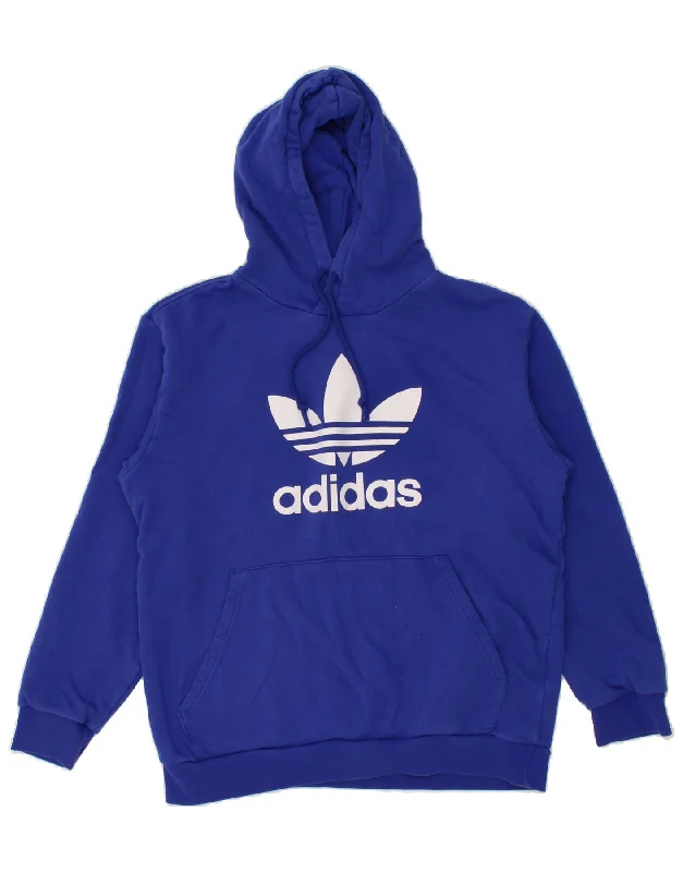ADIDAS Mens Graphic Hoodie Jumper Large Blue Cotton Hoodie with Back Slit Movement Comfort ADIDAS Mens Graphic Hoodie Jumper Large Blue Cotton Hoodie with Back Slit Movement Comfort