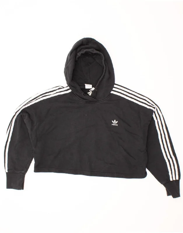 ADIDAS Womens Oversized Crop Hoodie Jumper UK 10 Small Black Cotton Hoodie with Drop Shoulder Relaxed Streetwear ADIDAS Womens Oversized Crop Hoodie Jumper UK 10 Small Black Cotton Hoodie with Drop Shoulder Relaxed Streetwear