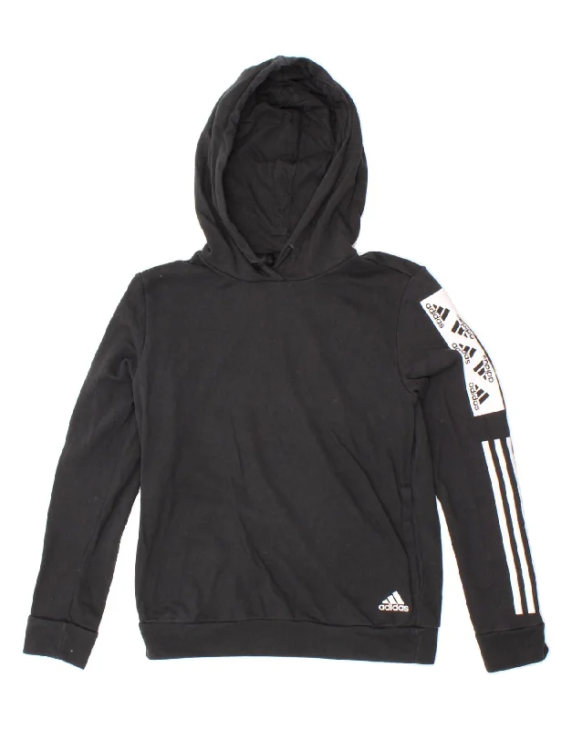 ADIDAS Womens Oversized Graphic Hoodie Jumper UK 8/10 Small Black Hoodie with Exposed Zipper Edgy Industrial ADIDAS Womens Oversized Graphic Hoodie Jumper UK 8/10 Small Black Hoodie with Exposed Zipper Edgy Industrial