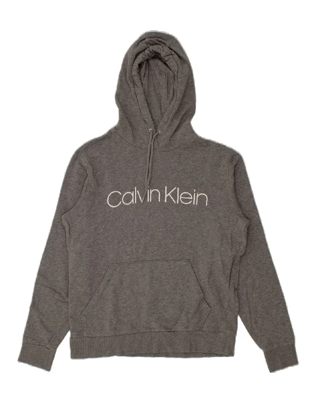 CALVIN KLEIN Mens Graphic Hoodie Jumper Medium Grey Cotton Hoodie with Print Artistic Unique CALVIN KLEIN Mens Graphic Hoodie Jumper Medium Grey Cotton Hoodie with Print Artistic Unique