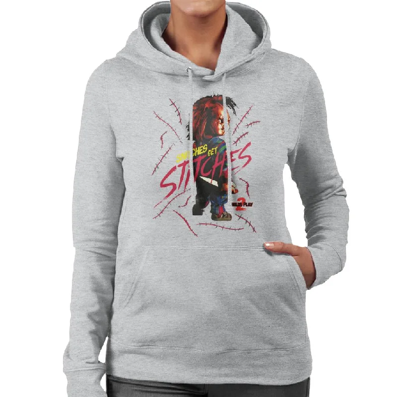 Chucky Childs Play 2 Snitches Get Stitches Women's Hooded Sweatshirt