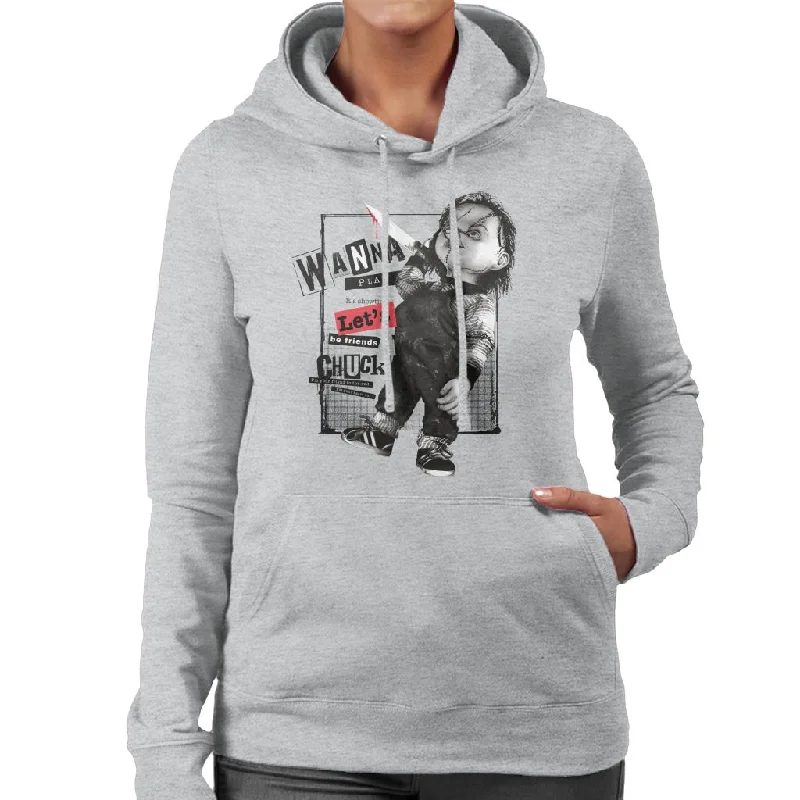 Chucky Wanna Play Its Showtime Lets Be Friends Women's Hooded Sweatshirt