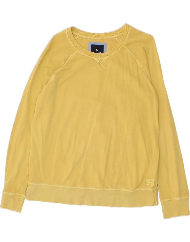 CREW CLOTHING Womens Sweatshirt Jumper UK 16 Large  Yellow Cotton