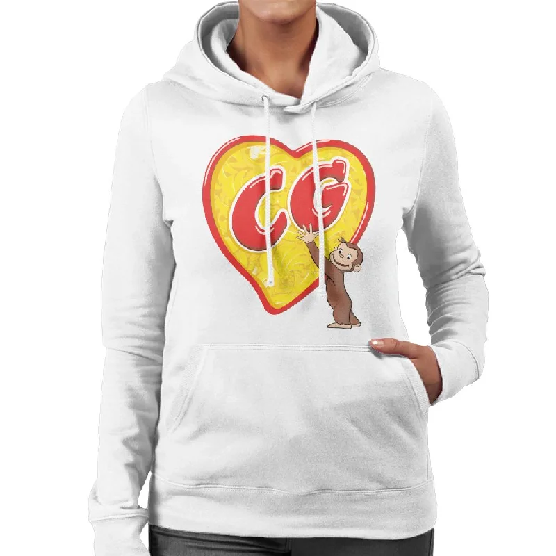 Curious George C G Love Heart Women's Hooded Sweatshirt