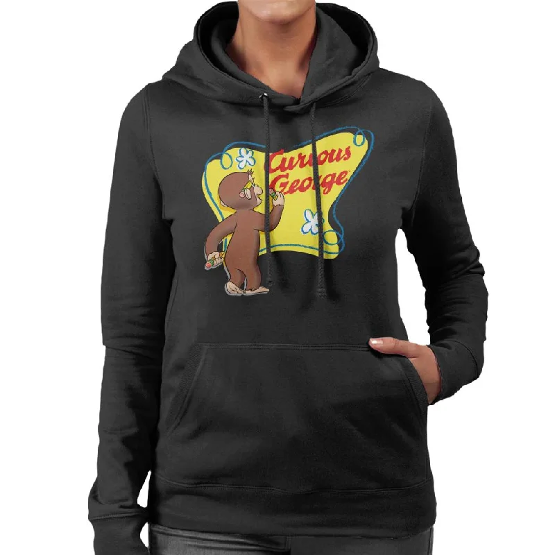 Curious George Writing His Name Women's Hooded Sweatshirt