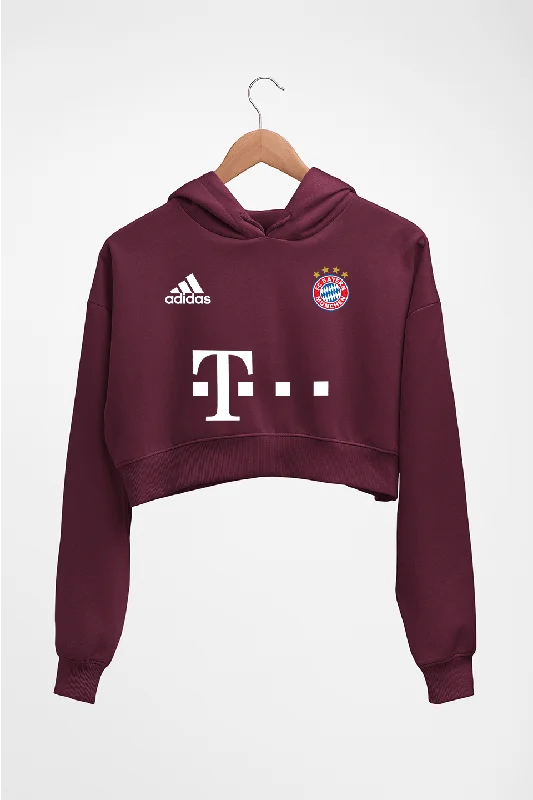 FC Bayern Munich 2021-22 Crop HOODIE FOR WOMEN Zip Hoodie Drawstring Kangaroo Pocket FC Bayern Munich 2021-22 Crop HOODIE FOR WOMEN Zip Hoodie Drawstring Kangaroo Pocket