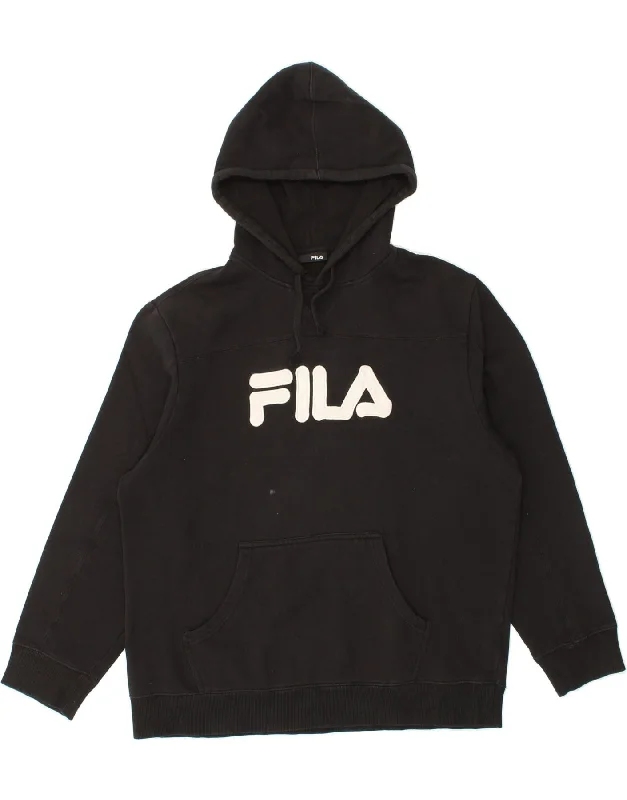 FILA Mens Graphic Hoodie Jumper 2XL Black Cotton