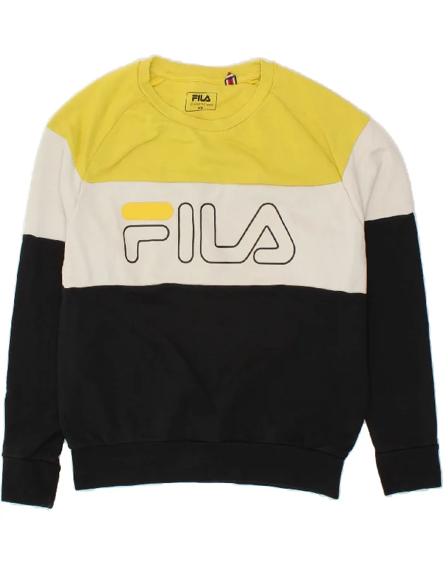 FILA Mens Graphic Sweatshirt Jumper XS Multicoloured Colourblock Cotton