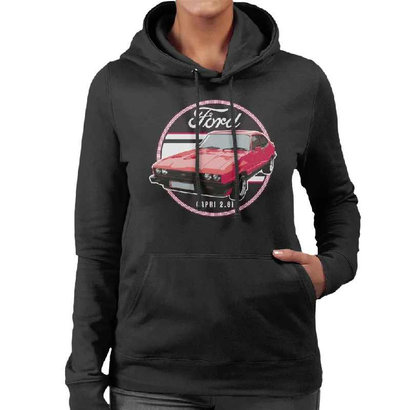Ford Capri Red 2 8I Women's Hooded Sweatshirt Hoodie with Drawstring Waist Adjustable Fitted Ford Capri Red 2 8I Women's Hooded Sweatshirt Hoodie with Drawstring Waist Adjustable Fitted