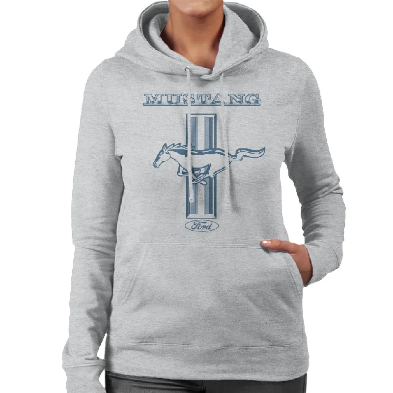 Ford Mustang Galloping Horse Logo Women's Hooded Sweatshirt Hoodie with Emblem Brand Identity