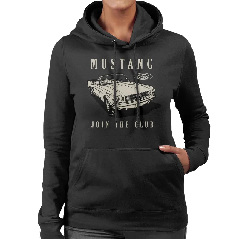Ford Mustang Join The Club Women's Hooded Sweatshirt Hoodie with Oversized Fit Loose Comfortable Ford Mustang Join The Club Women's Hooded Sweatshirt Hoodie with Oversized Fit Loose Comfortable