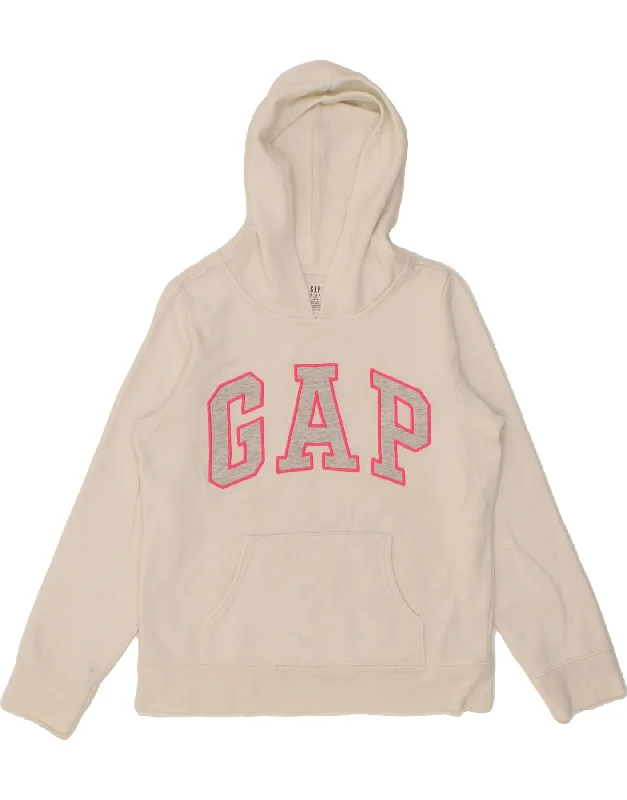 GAP Girls Graphic Hoodie Jumper 13-14 Years 2XL White Cotton Hoodie with Drawcord Adjustable Secure GAP Girls Graphic Hoodie Jumper 13-14 Years 2XL White Cotton Hoodie with Drawcord Adjustable Secure