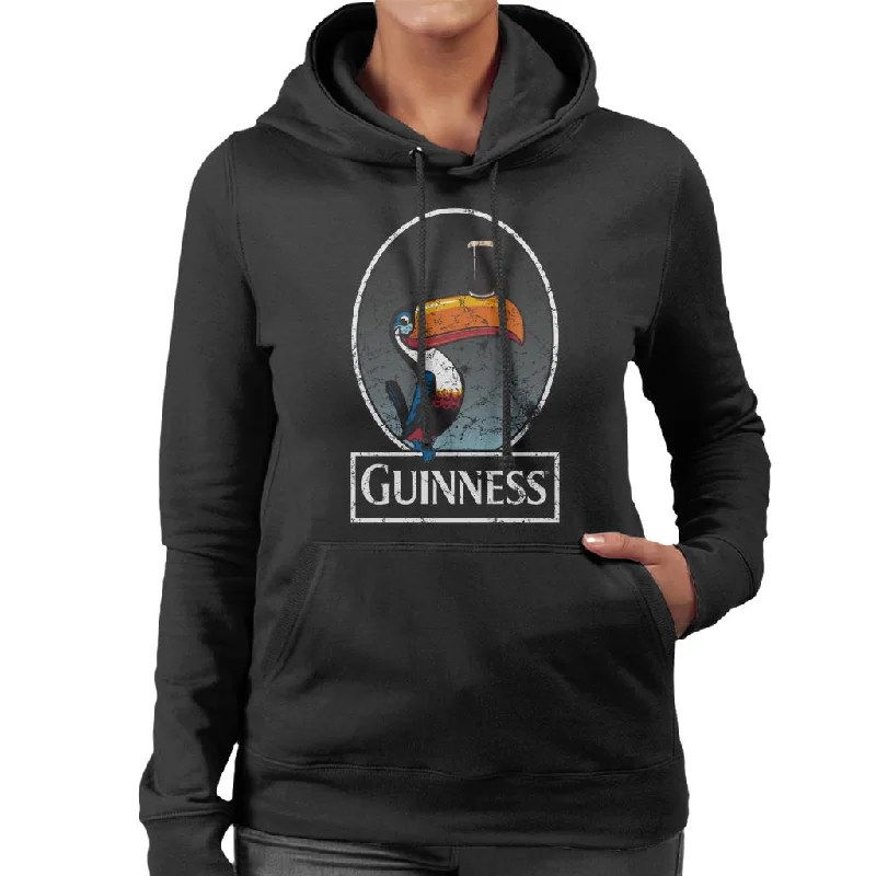 Guinness Toucan Distressed Women's Hooded Sweatshirt Hoodie with Turtle Neck Cozy Winter Guinness Toucan Distressed Women's Hooded Sweatshirt Hoodie with Turtle Neck Cozy Winter