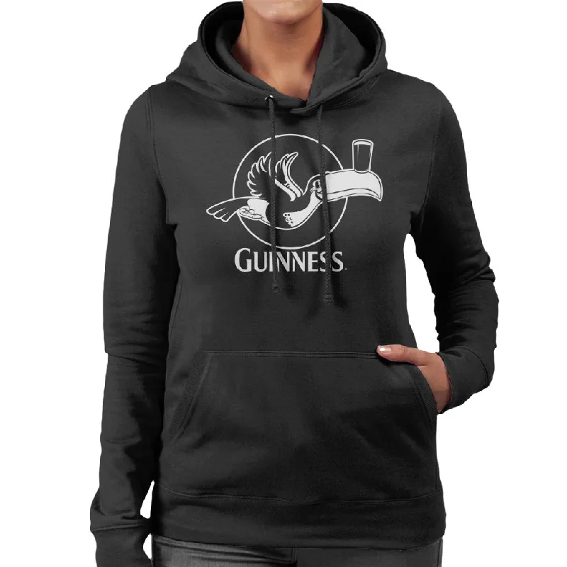 Guinness Toucan Flying With Pint Women's Hooded Sweatshirt Hoodie with Mock Neck Collared Structured Guinness Toucan Flying With Pint Women's Hooded Sweatshirt Hoodie with Mock Neck Collared Structured