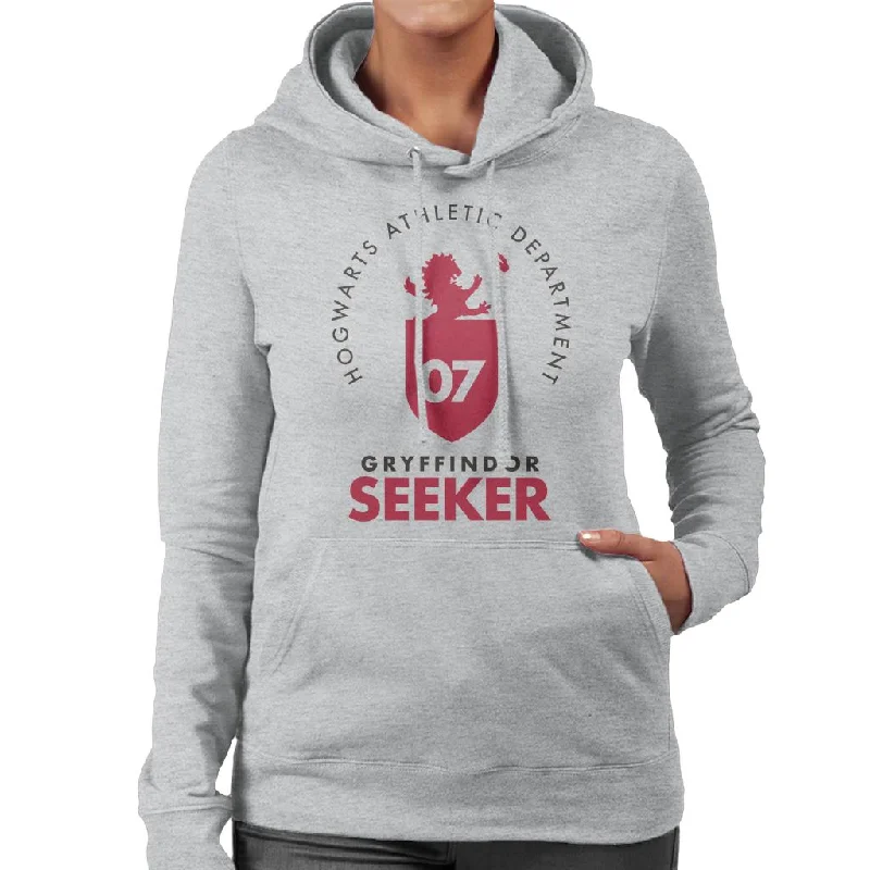 Harry Potter Gryfffindor Quidditch Seeker Women's Hooded Sweatshirt Hoodie with Hem Frayed Vintage Worn Harry Potter Gryfffindor Quidditch Seeker Women's Hooded Sweatshirt Hoodie with Hem Frayed Vintage Worn
