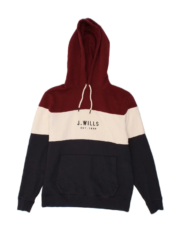 JACK WILLS Mens Graphic Hoodie Jumper Medium Multicoloured Colourblock