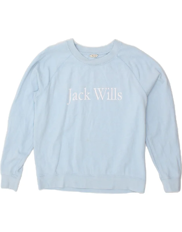 JACK WILLS Womens Oversized Graphic Sweatshirt Jumper UK 6 XS Blue Cotton Hoodie with Mock Neck Collared Structured JACK WILLS Womens Oversized Graphic Sweatshirt Jumper UK 6 XS Blue Cotton Hoodie with Mock Neck Collared Structured