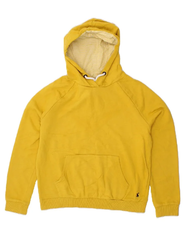 JOULES Womens Oversized Hoodie Jumper UK 10 Small Yellow Cotton Hoodie with Typography Text Message JOULES Womens Oversized Hoodie Jumper UK 10 Small Yellow Cotton Hoodie with Typography Text Message
