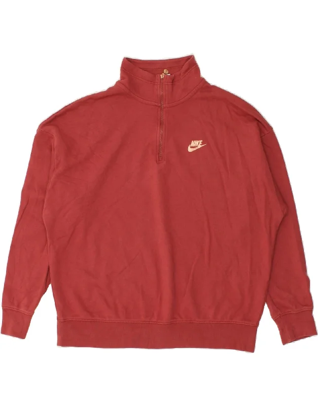 NIKE Mens Oversized Graphic Zip Neck Sweatshirt Jumper Medium Red Cotton Hoodie with Neon Bright Vibrant NIKE Mens Oversized Graphic Zip Neck Sweatshirt Jumper Medium Red Cotton Hoodie with Neon Bright Vibrant