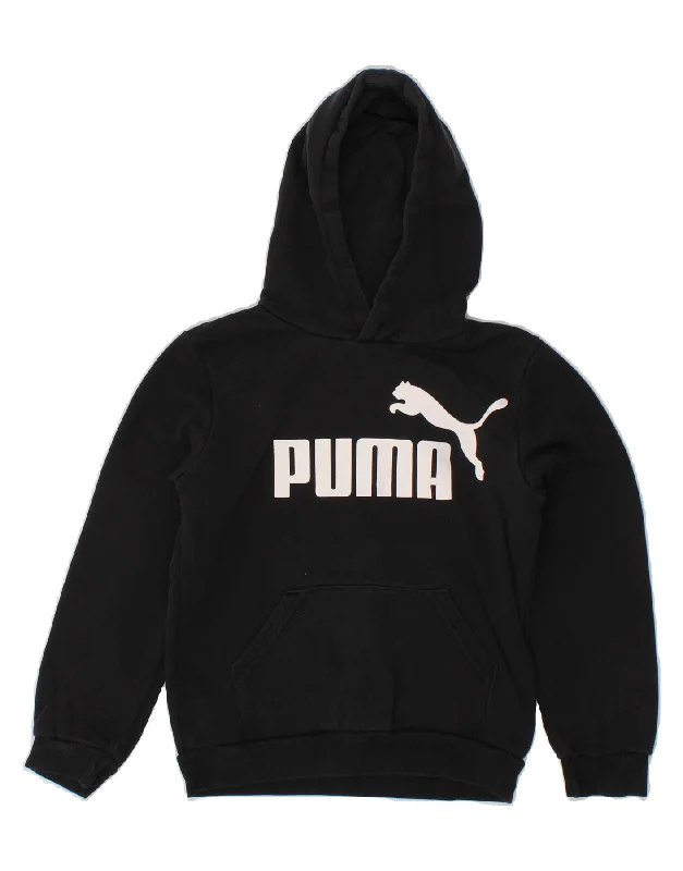 PUMA Boys Graphic Hoodie Jumper 9-10 Years Medium Black