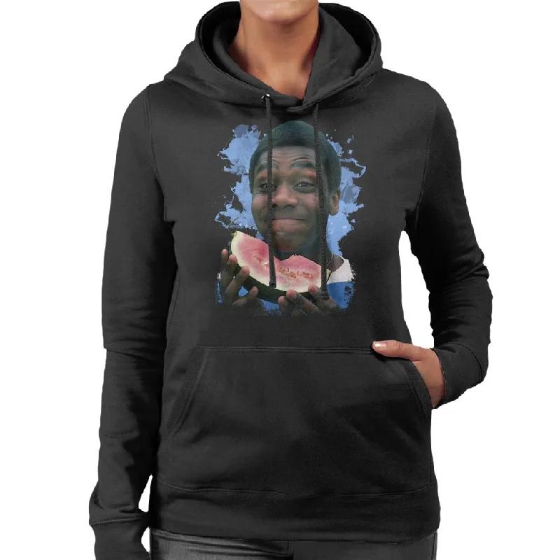 TV Times A Young Lenny Henry Eating A Watermelon Women's Hooded Sweatshirt