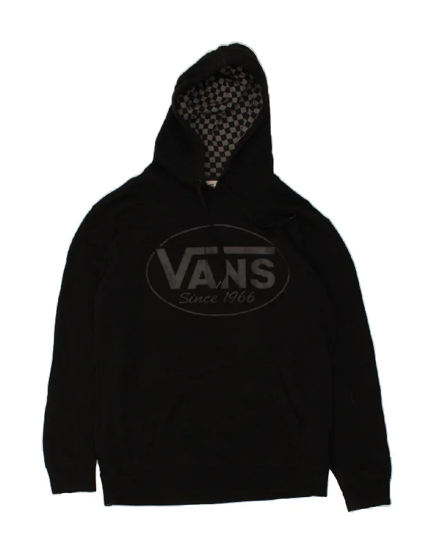 VANS Mens Graphic Hoodie Jumper Medium Black Cotton