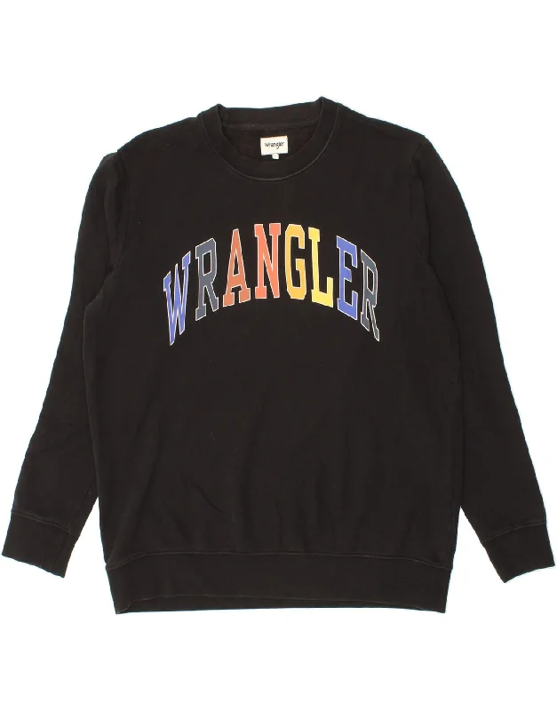 WRANGLER Mens Graphic Sweatshirt Jumper Large Black Cotton