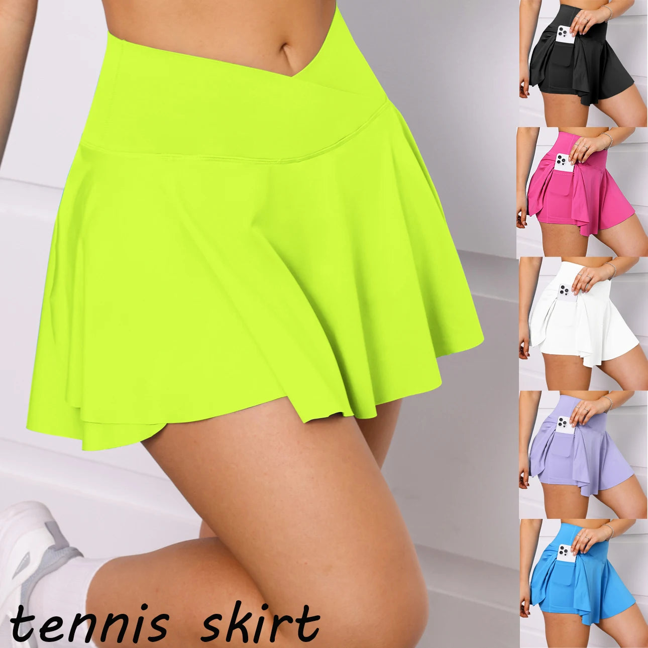 Golf Skirt Women High Waist V Summer Running Outdoors Tennis Sport Skirt Pockets Fitness Casual Shorts