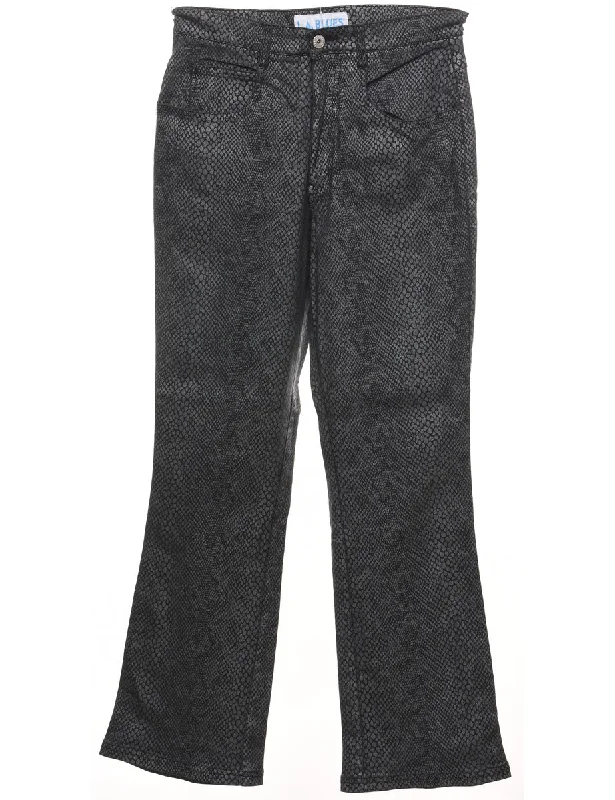 Black Flared Snakeskin Jeans - W28 L30