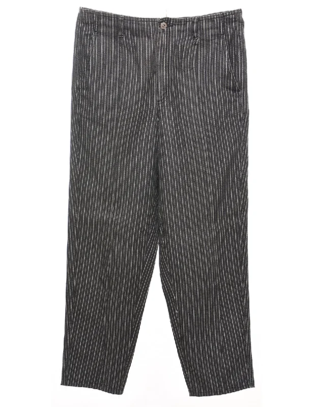 Black & Grey Striped Tapered Jeans - W32 L28